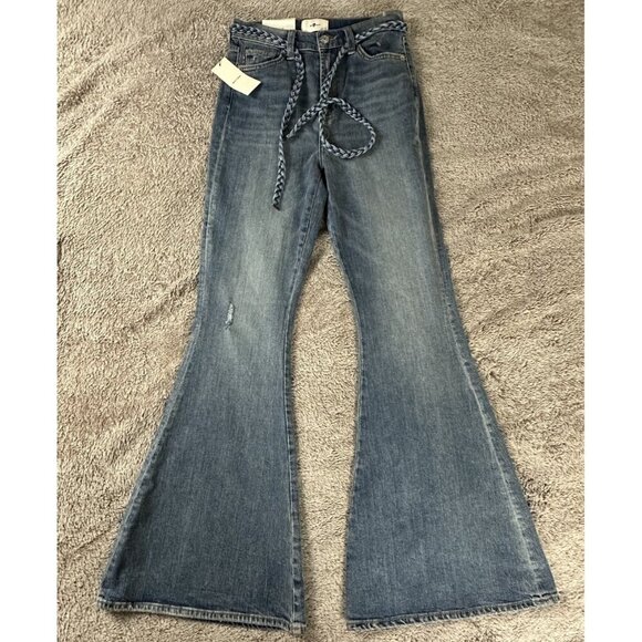 7 For All Mankind Megaflare Womens Jeans Medium Wash High Rise Size 27 NEW NWT - Picture 3 of 16